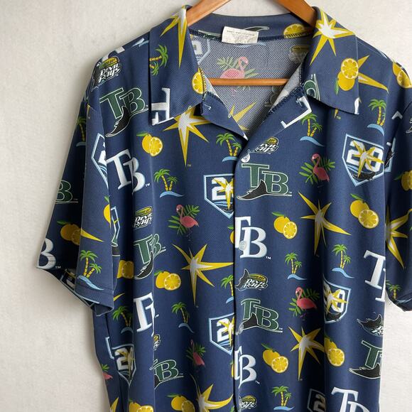 Match Up Mens Tampa Bay Rays Hawaiian Button Up Size XL - Picture 3 of 9